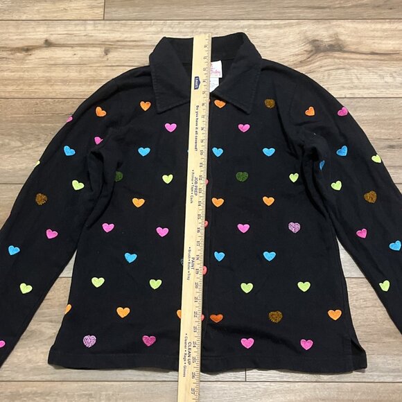 Quacker Factory Multicolor Hearts Button Up Shirt SZ Small Rainbow Colorful y2k - Picture 3 of 11
